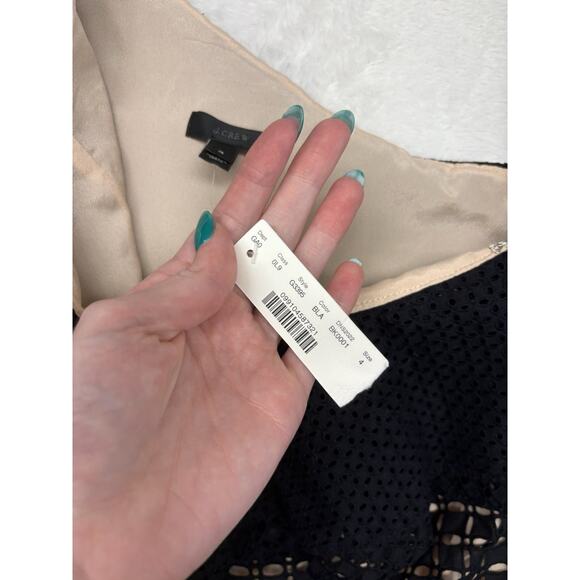 J. Crew One Shoulder Blouse Black Eyelet Nude Lined Top Women’s 4 NWT - Picture 9 of 14